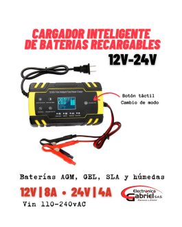 CARGADOR INTELIGENTE PARA BATERIA 12V/8A * 24V/4A